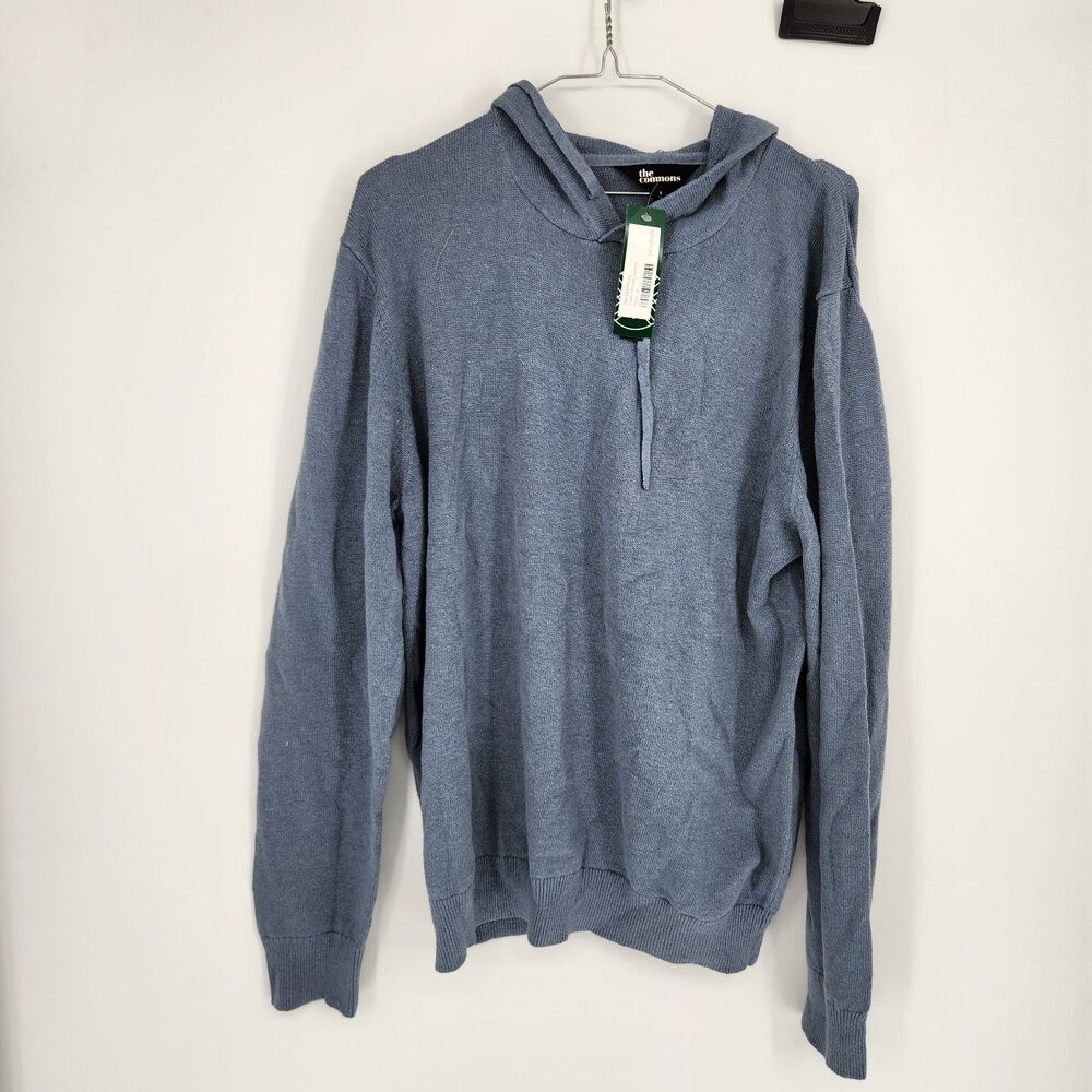 The Commons Men's Navy Large Linen Hoodie Sweater NWT